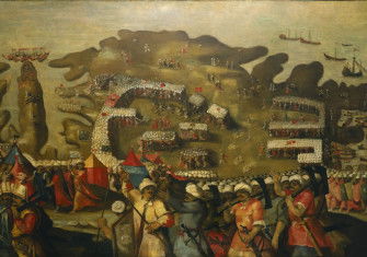 The siege of Malta—'Arrival of the Turkish fleet' (Matteo Perez d' Aleccio)