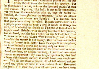 The first edition of The American Crisis, published 1776.