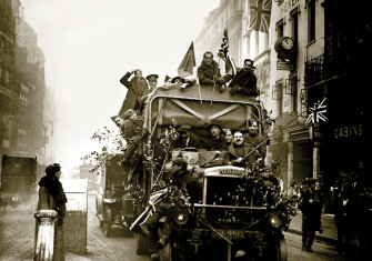 Armistice celebrations  in London, 11 November 1918.