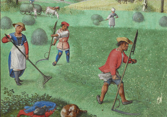 Time stands still: haymaking in July, from the Book of Hours, France, 1510-25.