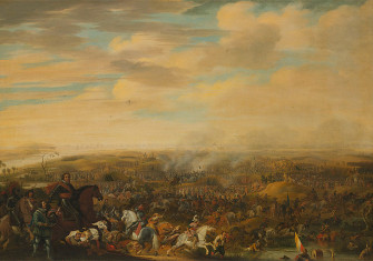 Prince Maurice at the Battle of Nieuwpoort by Pauwels van Hillegaert. Oil on canvas.
