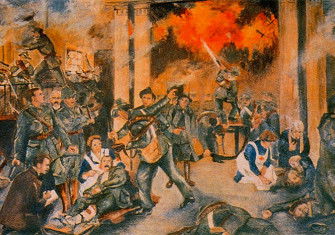 'Birth of the Irish Republic' by Walter Paget, depicting the GPO during the shelling