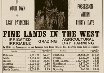 A 1911 ad offering "allotted Indian land" for sale