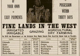 A 1911 ad offering "allotted Indian land" for sale