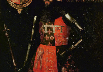 A retrospective portrait commissioned in c.1593 by Sir Edward Hoby for Queenborough Castle, Kent, probably modelled on Gaunt's tomb effigy