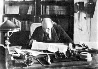 Lenin working in the Kremlin, 1918