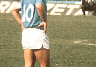 Maradona playing for Napoli in 1985.