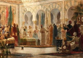 Abd-ar-Rahman III and his court in Medina Azahara, by Dionisio Baixeras Verdaguer.