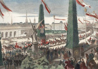 The opening of the Ringstrasse, illustration published in Leipzig, 1865.