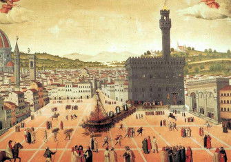 Painting (1650) of Savonarola's execution in the Piazza della Signoria