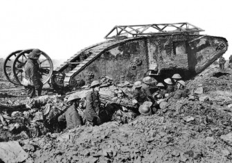 British Mark I male tank near Thiepval, 25 September 1916.