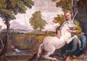 The Virgin and the Unicorn, by Domenico Zampieri (Domenichino), fresco, 1604-5. 