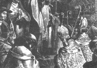 Pope Urban II preaches the First Crusade at the Council of Clermont.