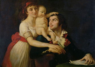 Camille Desmoulins with his wife, Lucille, and their son, Horace-Camille, c.1792, by Jacques-Louis David. Chateau de Versailles / Bridgeman Images