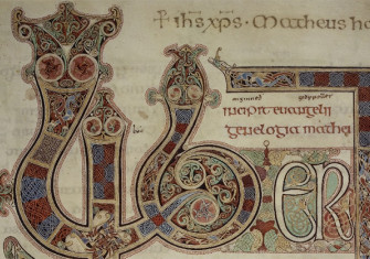 Detail of the Lindisfarne Gospels, f.27r (c) British Library Board.