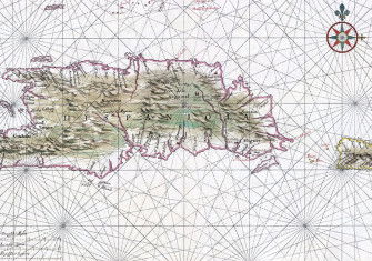 Nautical chart of Hispaniola and Puerto Rico, c.1639.