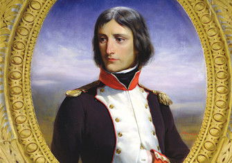 Napoleon, 1792, as Lieutenant Colonel of the 1st Battalion of Corsica by Felix Philippoteaux, 1834.