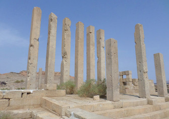 Still standing: the pillars of Sirwah’s temple.