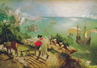 Landscape with the Fall of Icarus, attributed to Pieter Bruegel the Elder, c.1555