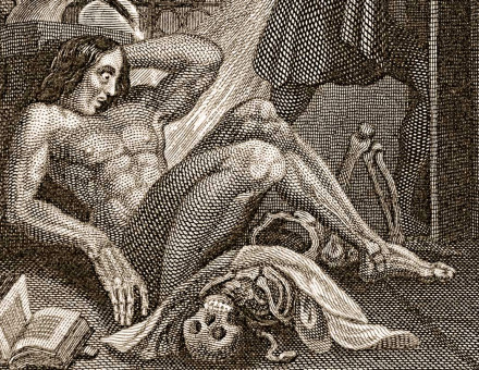 Detail from the Frontispiece to the first edition of Frankenstein, 1831. Courtesy Wikimedia/Creative Commons.