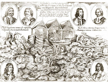 England’s Ark Secured and the Enemies to the Parliament and Kingdom Overwhelmed, engraving, 1645-46 © Bridgeman Images.