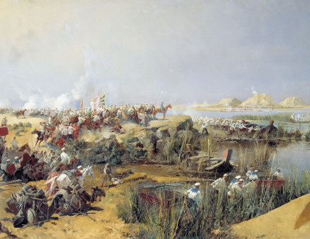 Russian Forces Crossing the Amu Darya River, Khiva Campaign, 1873, by Nikolay Karazin, 1889.
