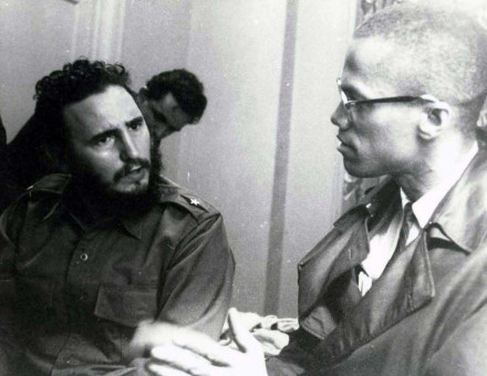 Meeting between Castro and Malcolm X in Harlem, 1960.