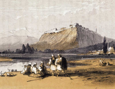  view of Skodra, Albania by Edward Lear from Journals of a Landscape Painter in Albania, 1851.