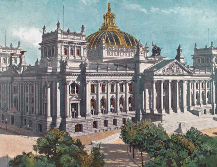 The Reichstag 1886, coloured print.