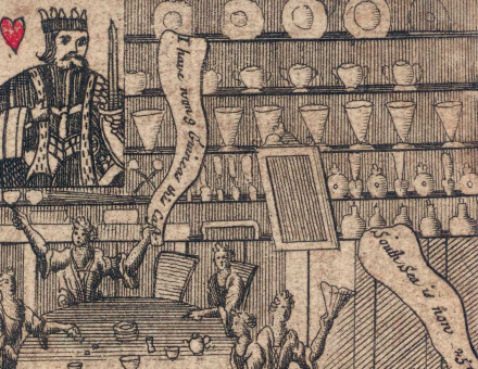 Detail of a playing card from a South Sea Bubble crash-themed pack, 1720s. Courtesy Harvard University.