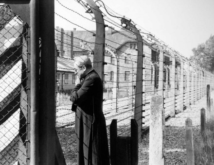Jean-Marie Lustiger, a French cardinal of Jewish heritage, visits Auschwitz, 23 June 1983 © Jean-Claude Francolon/Gamma-Rapho/Getty Images..