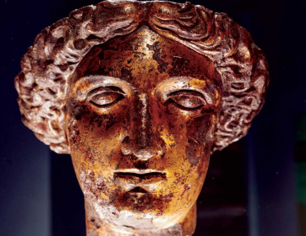 The head of Sulis Minerva, the Roman baths, Bath.