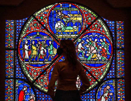 A window from Canterbury Cathedral at the British Museum.