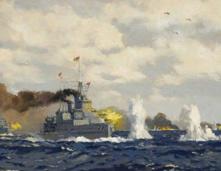 The Battle of the Bay of Biscay, 28 December 1943, Norman Wilkinson. Wiki Commons/National Maritime Museum.