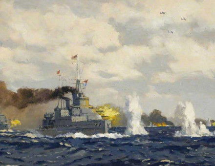 The Battle of the Bay of Biscay, 28 December 1943, Norman Wilkinson. Wiki Commons/National Maritime Museum.
