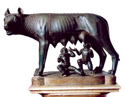 The Capitoline she-wolf. Bronze, unknown date, with twins added c.15th century © Getty Images.