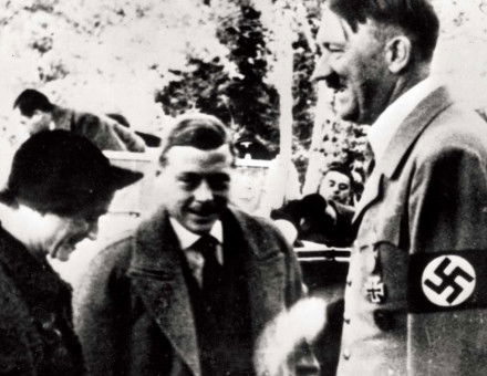 The Duke and Duchess of Windsor with Adolf Hitler, October 1937.