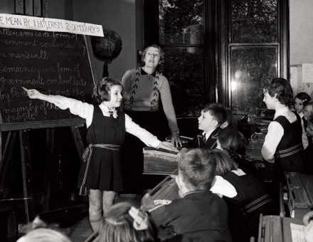 Children at Cheadle High School, Manchester, learning about ‘Hitlerism’ and ‘Democracy’, 1939.