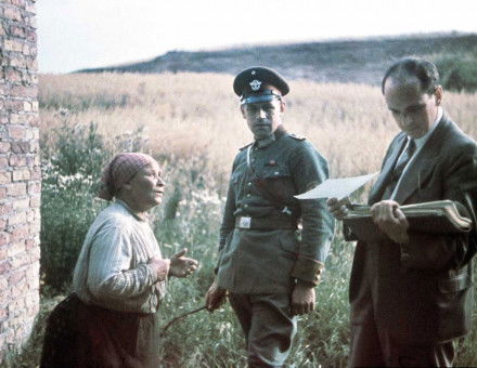 Robert Ritter, head of the Racial Hygiene and Demographic Biology Research Unit of Nazi Germany’s Criminal Police, conducting an interview with a Romani woman, 1936. 