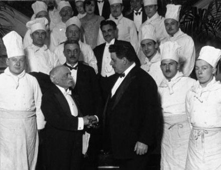 A banquet in honour of the best chef in France, Auguste Escoffier (in the foreground on the left), shown here with Prime Minister Édouard Herriot 