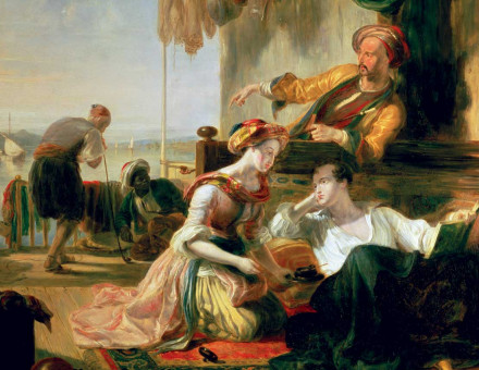 Lord Byron in repose after having swum the Hellespont, by William Allan, 1831.