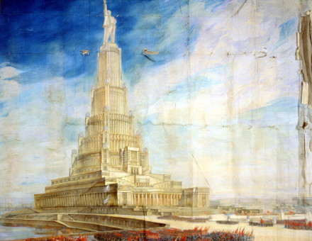 Illustration of the unbuilt Palace of the Soviets, 1932.