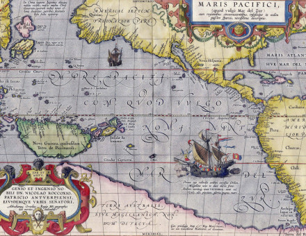 Maris Pacifici by Abraham Ortelius, published 1589. Helmink Antique Maps/Wiki Commons.