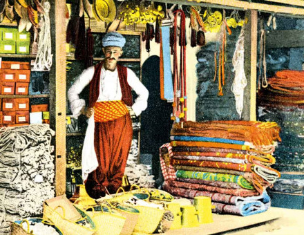 a bazaar stall in Sarajevo, early 20th century.