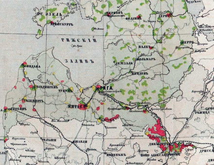 Alexander Rittikh’s map of the Baltic provinces by confession, 1873.