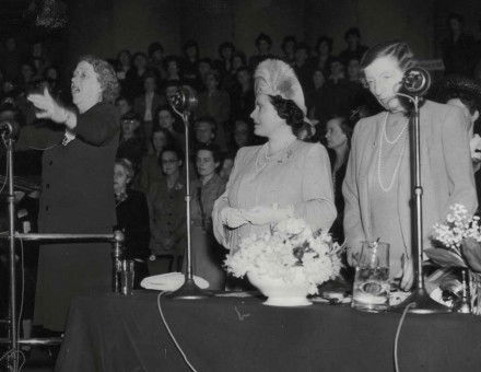 Queen Elizabeth as ‘Jerusalem’ is sung at the AGM of the Women’s Institute, Albert Hall, May 1946.