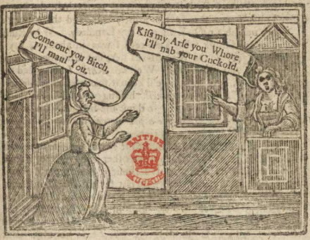 scene from The New Art and Mystery  of Gossiping, Being a Genuine Account of All the Women’s Clubs in and  about the City  and Suburbs of London, c.1760.