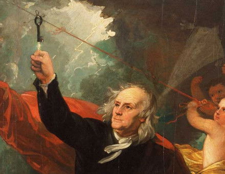 Benjamin Franklin Drawing Electricity from the Sky,  by Benjamin West, c.1816. 