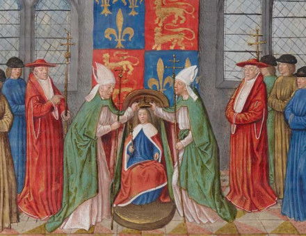 The coronation of Henry VI in Paris, from the Anciennes chroniques d’Angleterre, 15th century.