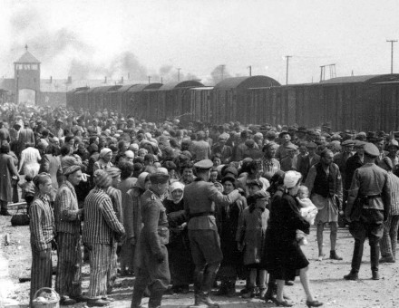 "Selection" of Hungarian Jews on the ramp at Auschwitz-II-Birkenau in German-occupied Poland, May/June 1944, during the final phase of the Holocaust. Jews were sent either to work or to the gas chamber.
